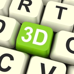 3d Key Shows Three Dimensional Printer Or Font
